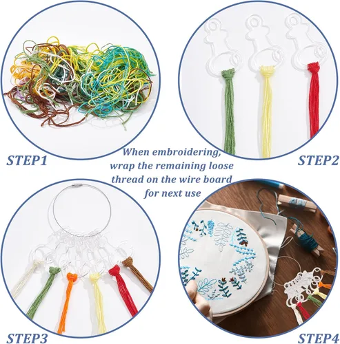 Miniatura 6 de PH PandaHall 30 bobinas de hilo acrílico transparente, hilo de bordar, forma de llave, bobinas de punto de cruz, bobinas de hilo de coser