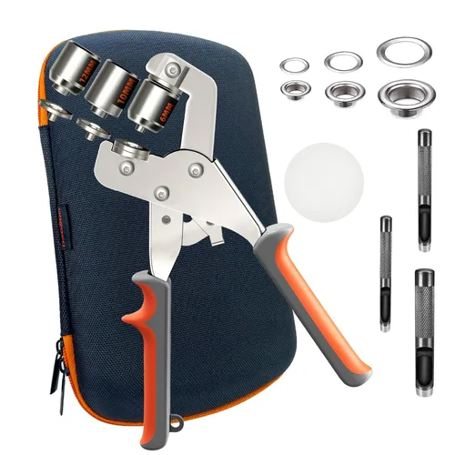Kit de ojales resistentes Hapden (3/8 y 1/2) Incluye una bolsa, 200 ojales de 10 mm y 200 ojales de 12 mm. Kit de herramientas de ojales y ojales