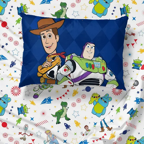 Miniatura 6 de Jay Franco Disney Toy Story Buzz & Woody - Juego de cama individual de 4 piezas, incluye edredón reversible y juego de sábanas, microfibra súper