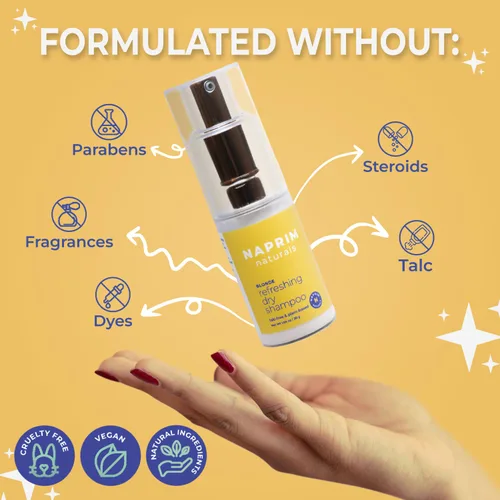 Miniatura 6 de Naprim Naturals Champú nutritivo seco en polvo para el cabello rubio, absorción de aceite sin talco para un volumen ligero, sin residuos, protección