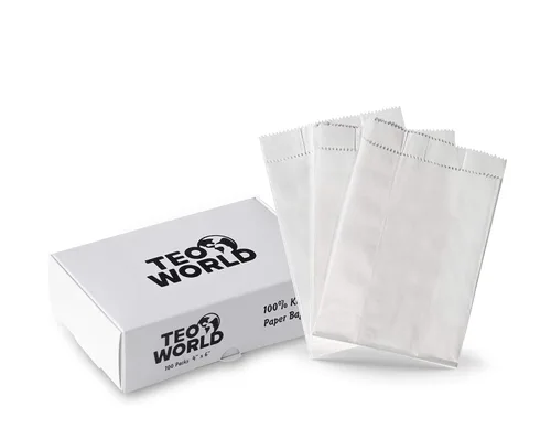 Paquete de 100 bolsas de papel kraft 100% blanco, 4 x 6 x 2 pulgadas, tarjeta de regalo, dulces, galletas, dona, manualidades, recuerdo de fiesta,