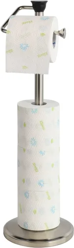 Miniatura 3 de ZCCZ Soporte de papel higiénico con almacenamiento, dispensador de pañuelos de pie, acabado de níquel, capacidad para hasta 5 megarrollos,
