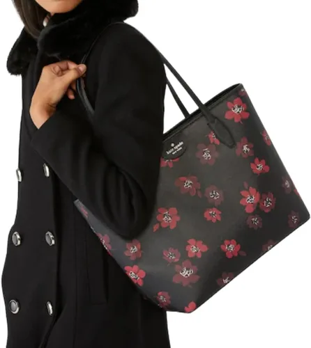 Miniatura 4 de Kate Spade Harper - Bolso de mano de piel, Negro Floral