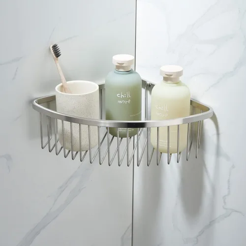 Miniatura 12 de Estante esquinero para ducha de baño, diseño hueco en las esquinas, organizador de estante de acero inoxidable ultra resistente a prueba de óxido