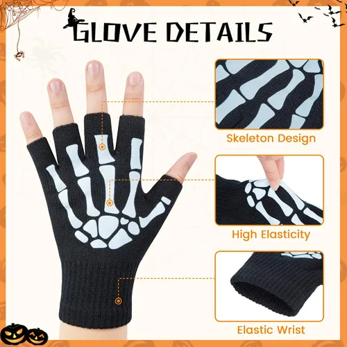 Miniatura 2 de Simplicity guantes unisex completos con diseño de esqueleto que brilla en la oscuridad
