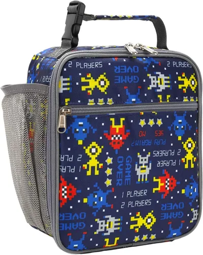 FlowFly Lonchera para niños, bolsa suave aislada, mini hielera para el regreso a clases, kit de bolsa térmica para comidas, para niñas, niños, robot