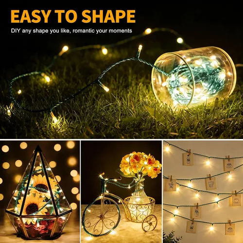 Miniatura 5 de Guirnalda de 500 luces LED de 164 pies, 8 modos de enchufe, con función de memoria, tira de luces verdes de Navidad para dormitorio, árbol