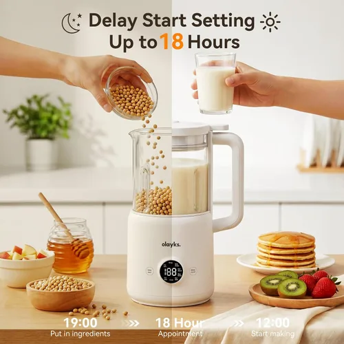 Miniatura 4 de Licuadora automática de leche de nueces, 20 onzas, máquina casera de leche de soja para leche de origen vegetal, coco, avena, almendras, bebidas