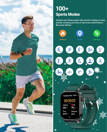 Miniatura 4 de SOUYIE Reloj inteligente con tema navideño 2025 para hombres y mujeres, Android iPhone, con llamada Bluetooth (respuesta/hacer llamada), rastreador