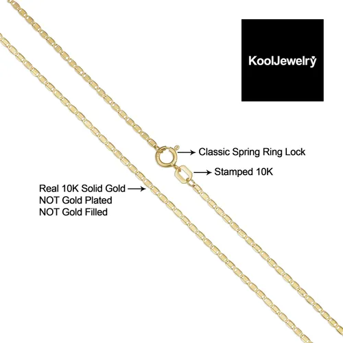 Miniatura 2 de Kooljewelry Tobillera de eslabones ovalados planos de oro amarillo de 10 k (0.047 in, 10 pulgadas)