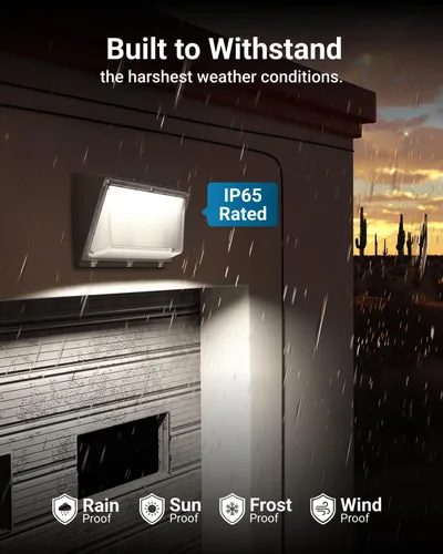 Miniatura 2 de Sunco - Paquete de pared LED de 120 W, sensor de fotocélula del anochecer al amanecer, industrial, regulable, impermeable, grado comercial