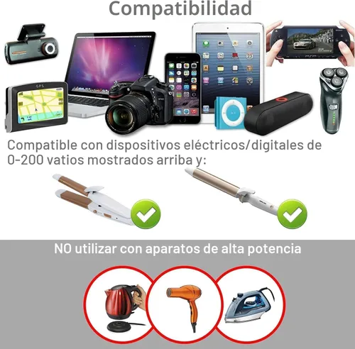 Miniatura 8 de FOVAL Power Step Down - Convertidor de voltaje de viaje de 220 V a 110 V, adaptador de corriente internacional para alisador de cabello/rizador