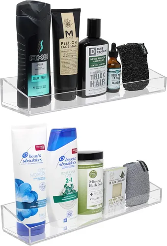 Miniatura 5 de Sorbus Estantes de baño acrílicos flotantes, estantes acrílicos transparentes, estante de ducha para tocador de baño, cocina, estantería, estante