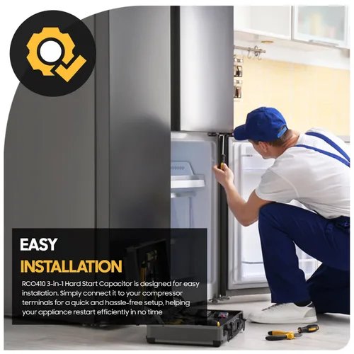 Miniatura 6 de Condensador de arranque duro RCO410 3 en 1 de Seentech - Compatible con refrigeradores y congeladores 1/4-1/3 H.P. 115VAC - Modelo Repalces