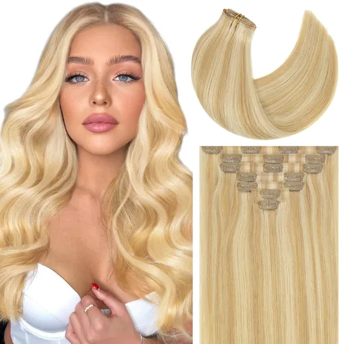 Miniatura 39 de Caliee Extensiones de cabello con pinzas de cabello humano 14 pulgadas Color 1 Negro azabache trama doble invisibles Extensiones de cabello humano
