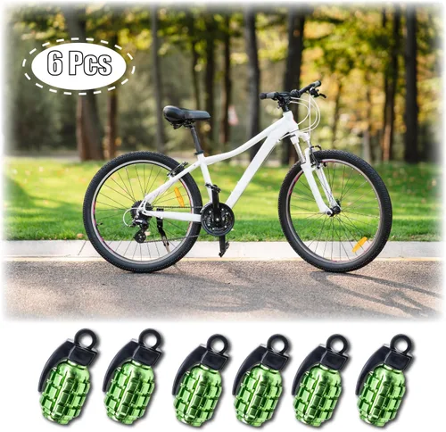 Miniatura 5 de 6 tapas de vástago de válvula de neumático, tapas de válvula de neumático de acero inoxidable para automóviles, camiones, SUV, motocicletas, Verde
