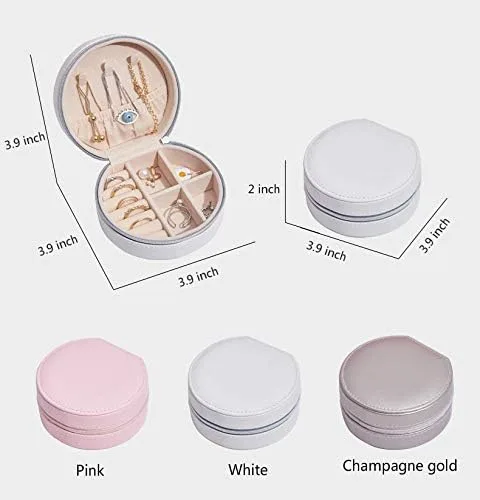 Miniatura 2 de NuAngela Joyero pequeño organizador de joyas de viaje, estuche portátil de piel sintética, soporte de joyería para mujeres y niñas, accesorios