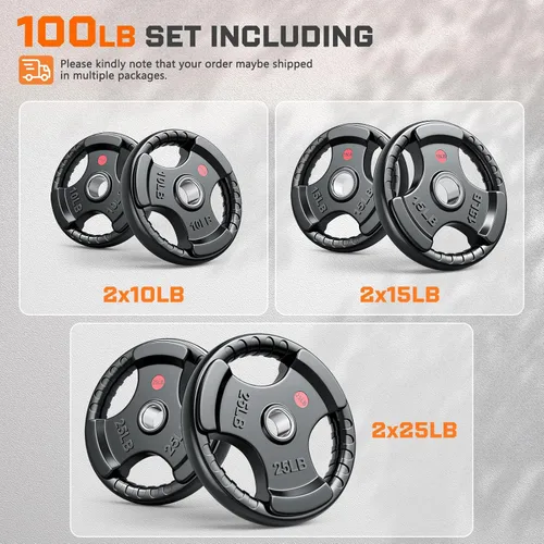 XDDIAS Placas de peso de goma para barra, placa de agarre olímpico de 2 pulgadas para entrenamiento de fuerza, levantamiento de pesas y culturismo