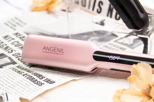Miniatura 3 de ANGENIL Plancha de cerámica para alisar y rizar el cabello 2 en 1, plancha profesional para cabello más brillante y suave, pantalla LCD, Rosa