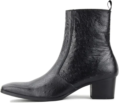 Miniatura 2 de Chelsea Botas de cuero para hombre, botas de tobillo para motocicleta, zapatos de tacón casual