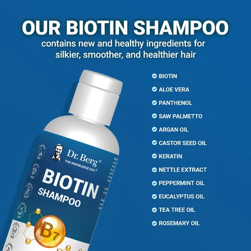 Miniatura 5 de Dr. Berg - Champú de biotina para hombres y mujeres (fórmula mejorada de alto rendimiento), probado y certificado de forma independiente, sin