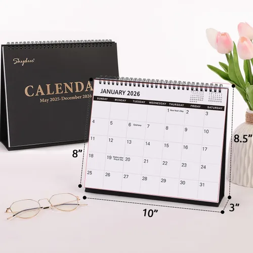 Miniatura 3 de SKYDUE Calendario de escritorio 2026, calendario de escritorio pequeño de 18 meses 2026-2027, enero de 2026 a junio de 2027, planificador