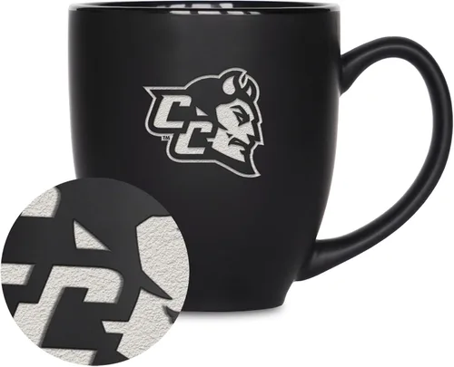 Miniatura 78 de Rico Industries - Taza de cerámica mate negra con grabado láser estándar de 15oz para NCAA (escuelas T & U) - Para bebidas calientes o frías