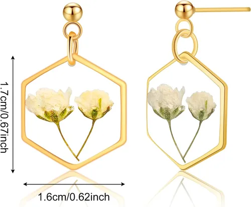 Miniatura 22 de Pendientes de flores prensadas hechos a mano para mujer