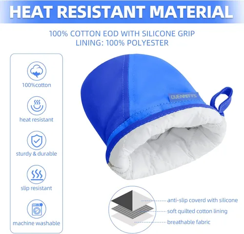 Miniatura 4 de Mini guantes para horno, guantes para horno de cocina, guantes de cocina de 500 grados resistentes al calor, superficie de silicona antideslizante