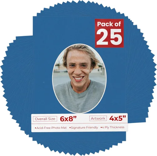 Miniatura 79 de Alfombrilla de 6 x 8 pulgadas, corte biselado para fotos de 4 x 5 pulgadas, diseño ovalado de color gris medio, sin ácidos, mate para proteger tus