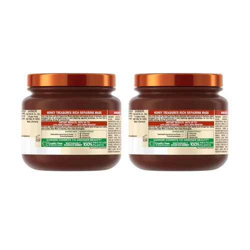 Miniatura 10 de Garnier Whole Blends Honey Treasures Máscara reparadora para cabello seco y dañado, 11.5 onzas líquidas, 2 unidades (el embalaje puede variar)