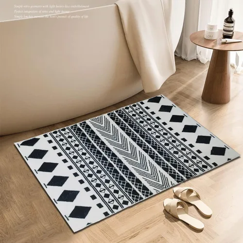 Miniatura 3 de Alfombra geométrica bohemia – Alfombra pequeña de 2 x 3 pies para entrada, marroquí, antideslizante, envejecida, lavable, para puerta, baño