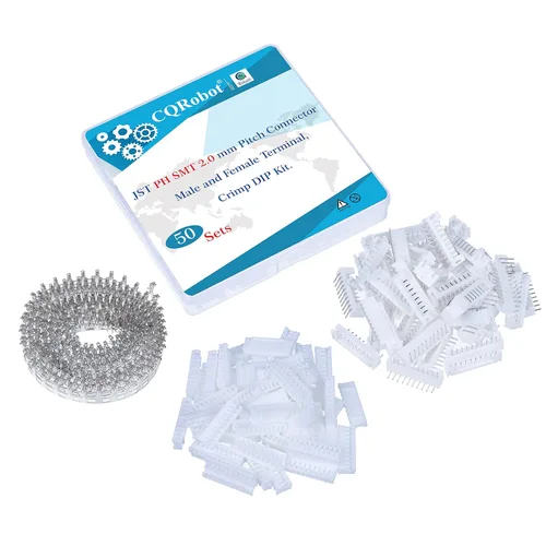 Miniatura 47 de CQRobot JST EL 4.5 mm de paso 2 pines conector electrónico IC macho, enchufes hembra carcasa y kit de terminales de crimpado en T macho/hembra. 50