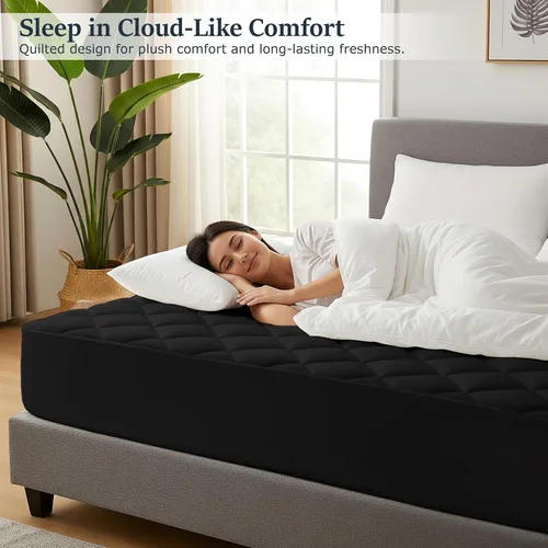 Miniatura 3 de LUX Décor Protector de Colchón Twin - Cubrecolchón Acolchado Elástico Ajustable Protector Hasta 16 Pulgadas de Profundidad - Cubrecolchón Suave