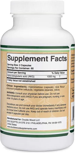 Miniatura 4 de Suplemento AKG (ácido alfa cetoglutárico) 1,000 mg por porción (180 cápsulas) diferente y puede ser más eficaz que AAKG
