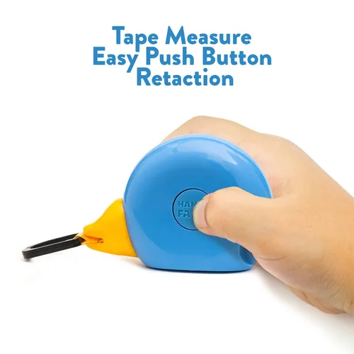 Miniatura 3 de Handy Famm Cinta métrica de pájaro azul de 8 pies para niños, herramienta educativa STEM con nivel, transportador, diseño retráctil, juguete
