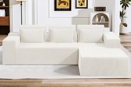 Miniatura 17 de HABUTWAY Sofá modular modular de 101 pulgadas con asiento profundo, moderno sofá convertible en forma de L, sofá tapizado con diván para sala