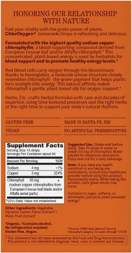 Miniatura 5 de Herbs Etc. ChlorOxygen - Gotas de limonada – 50 mg de clorofila – Apoyo de energía y vitalidad – 1 onza líquida (66 porciones)