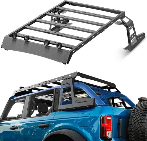 Miniatura 10 de YZONA Portaequipajes para techo rígido con escalera y 4 luces LED, compatible con Toyota 4Runner / Land Cruiser & Prado de 4 puertas, portaequipajes
