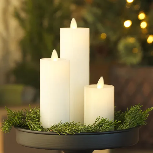 Miniatura 8 de Luminara Vela LED clásica delgada sin llama, blanca de 2 x 7.9 pulgadas, pilar de llama móvil con temporizador, vela de cera realista segura, Blanco