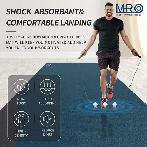 Miniatura 4 de MRO Extra Large Exercise Mat For Home Gym, 8'x4.5'/7'x4.5'/6'x4.5'(7mm) Workout Mats for Gym Flooring, Non-Slip, Extra Thick Durable Cardio Mat, Azul