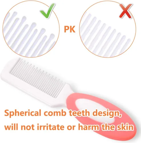 Miniatura 2 de Cepillo para el pelo del bebé, cepillo para la cuna, peine para el pelo del bebé, cepillo de pelo de bebé y juego de peine para recién nacidos y Rosa