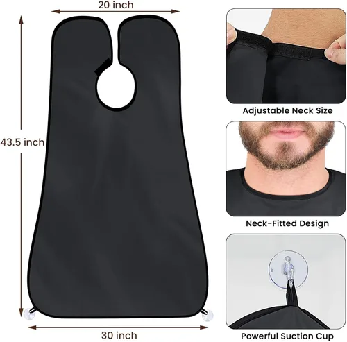 Miniatura 7 de Recogedor de babero para barba, atrapador de pelo de barba para fregadero, regalos de cumpleaños para hombres, él novio, capa de barba antiadherente