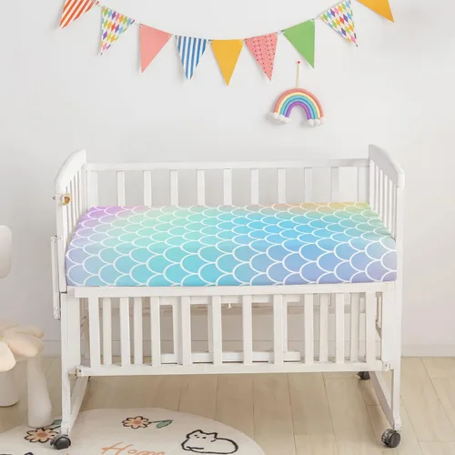 Miniatura 3 de Juego de ropa de cama de 3 piezas para cuna con edredón, sábana y falda, estampado de mariposas en acuarela para bebés niños y niñas