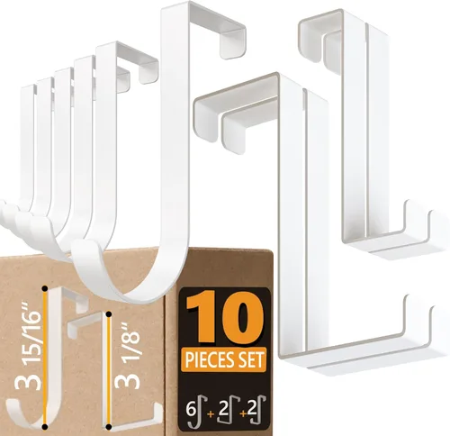 Miniatura 8 de 4smile Ganchos para colgar sobre la puerta, paquete de 5 + 5 unidades, perchero de acero inoxidable, toallero de 2 lados de 1 3/8 pulgadas y 1 3/4
