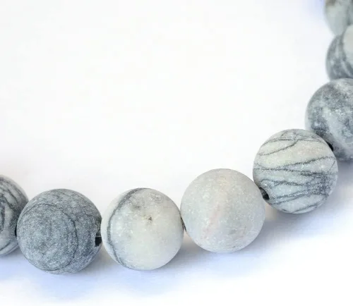 Miniatura 3 de KISSITTY 235 hebras de cuentas de seda negra natural esmerilada de 0.315 pulgadas / 0.315 pulgadas, cuentas de cristal de piedras preciosas mixtas