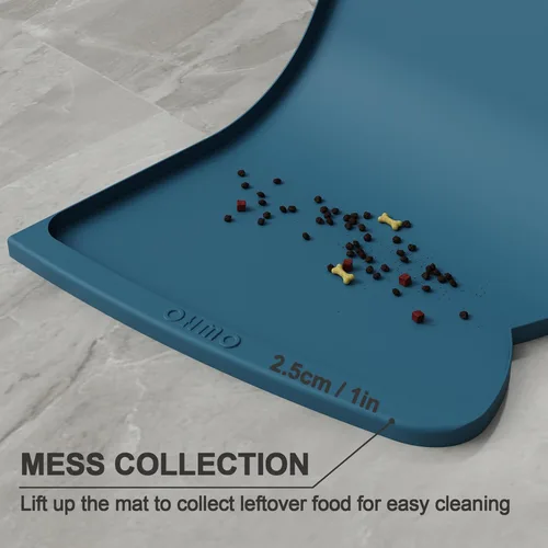 Miniatura 27 de OHMO - Tapete de silicona para alimentos para gatos, tapete de alimentación de mascotas para el piso, antideslizante e impermeable, bandeja de agua