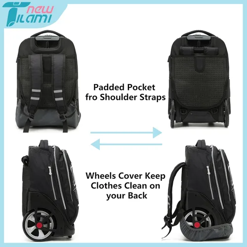 Miniatura 62 de NEW TILAMI Mochila con ruedas de 19 pulgadas con bolsa de almuerzo para niñas y niños, mochila para laptop con ruedas, bolsa de mano duradera