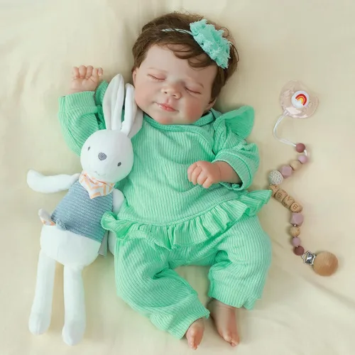Miniatura 8 de SCOM Muñecas bebé reborn para niña de 18 pulgadas – Cuerpo completo de silicona, recién nacida durmiendo de forma realista, posable y lavable