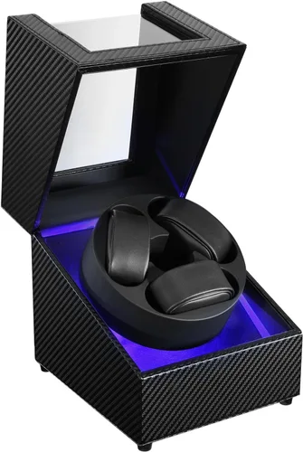 Miniatura 11 de J&T Technology Enrollador de reloj para relojes automáticos, enrollador automático de reloj con luz LED, caja de reloj giratoria con motor